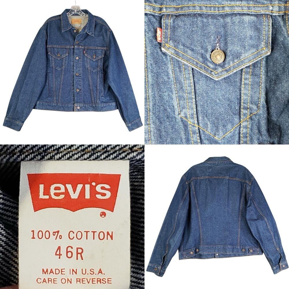 Vintage Levi’s Denim Trucker Jacket 70506 0216 Size 46 Made in USA Blue